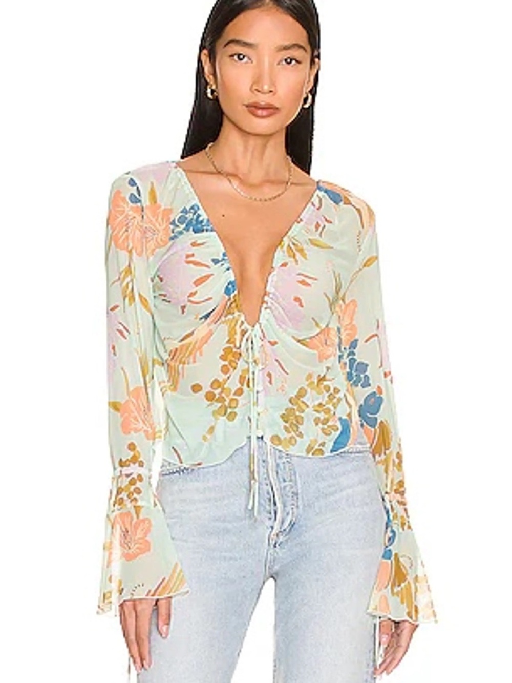 Free People Of Paradise blouse, mint floral, XL